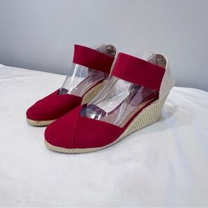 Ralph Lauren Charla red wedge espadrille shoes size 10
